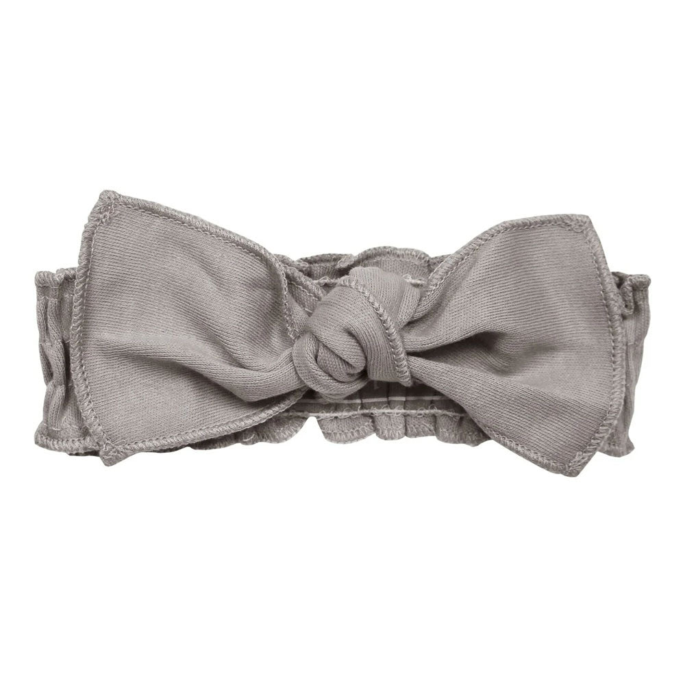 *L'ovedbaby Organic Smocked Tie Headband - Light Grey