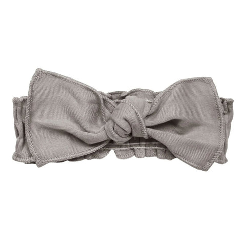 *L'ovedbaby Organic Smocked Tie Headband - Light Grey