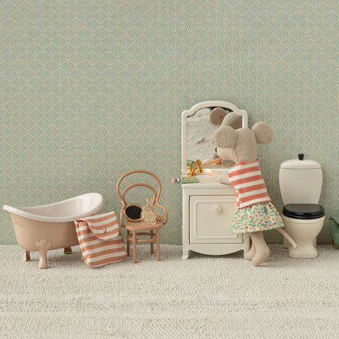 *Maileg Toothbrush Set in Bag for Mouse - Coral Stripe