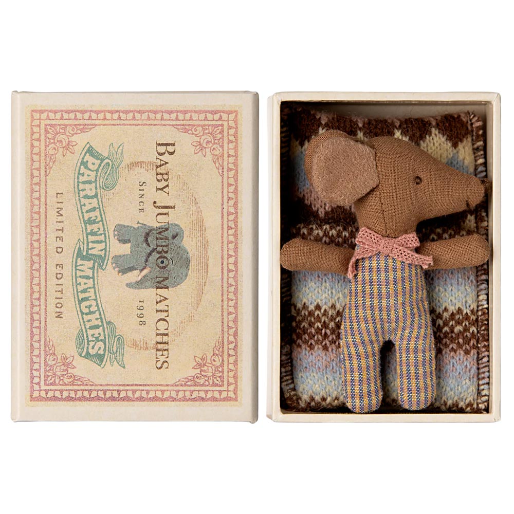 *Maileg Baby Mouse Sleepy/Wakey in Box - Rose