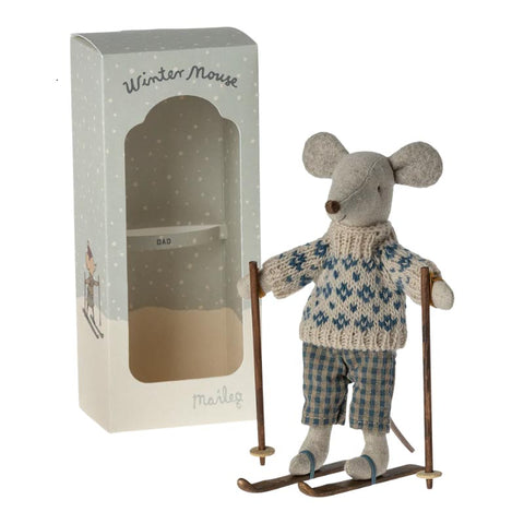 *Maileg Winter Mouse with Ski Set - Dad