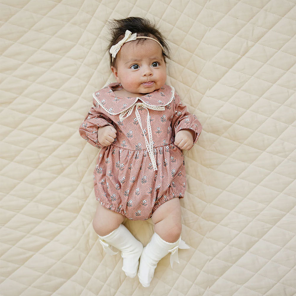 Mebie Baby Bubble Romper - Vintage Pink Floral