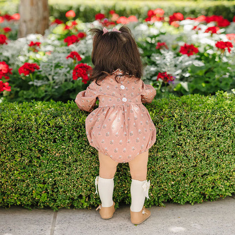 Mebie Baby Bubble Romper - Vintage Pink Floral