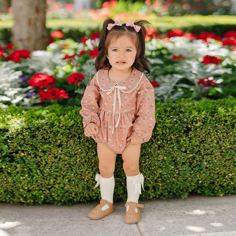 Mebie Baby Bubble Romper - Vintage Pink Floral