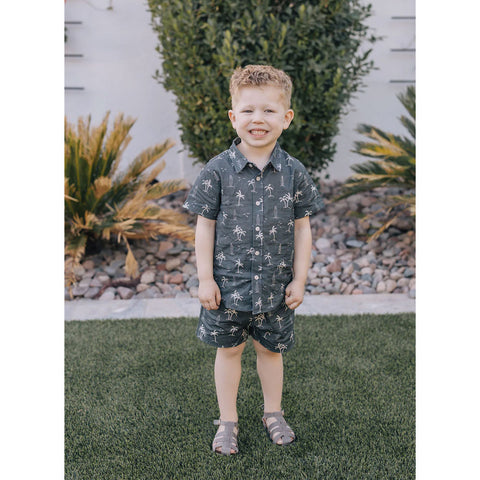 Mebie Baby Linen Cotton Shorts - Navy Surfer