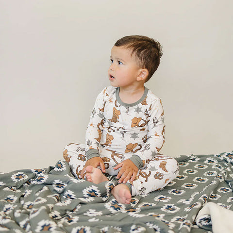 Mebie Baby Ribbed Bamboo Cozy Set - Outlaw Cowboy