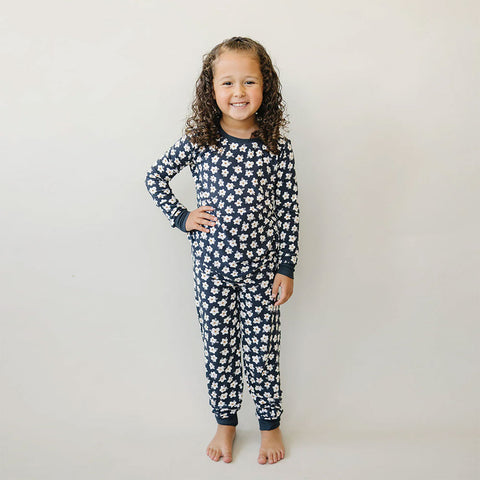 Mebie Baby Ribbed Bamboo Cozy Set - Navy Daisy