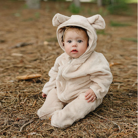 Mebie Baby Fleece Bear Hooded Zipper