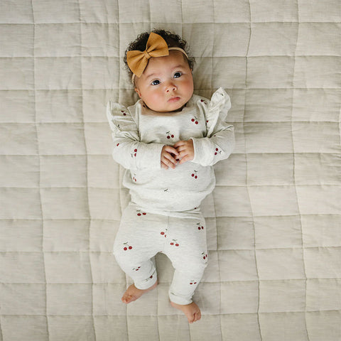 Mebie Baby Ruffle French Terry Set - Cherry