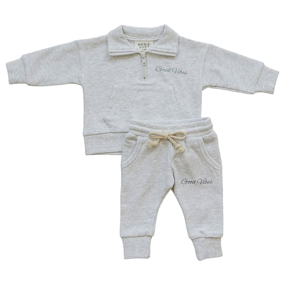 Mebie Baby Quarter Zip French Terry Set - Good Vibes