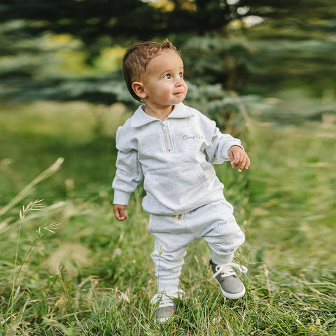 Mebie Baby Quarter Zip French Terry Set - Good Vibes