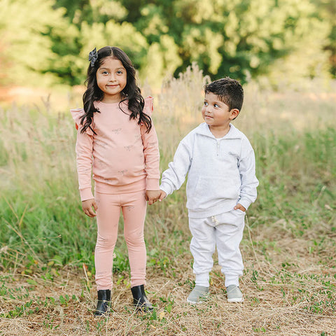 Mebie Baby Quarter Zip French Terry Set - Good Vibes