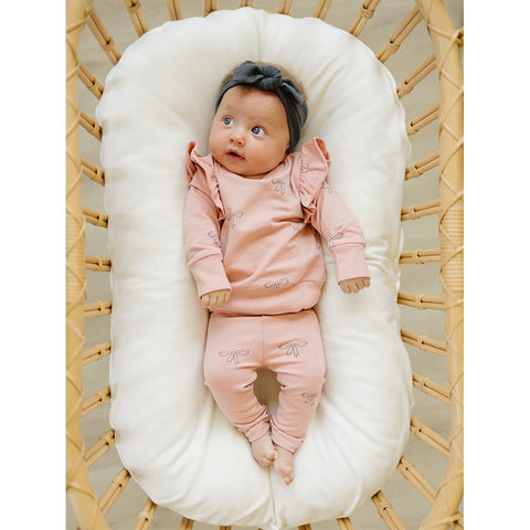 Mebie Baby Ruffle French Terry Set - Pink Ribbon
