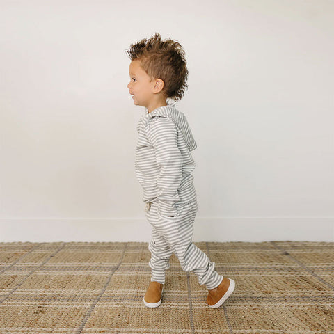 Mebie Baby Hooded Set - Grey Stripe