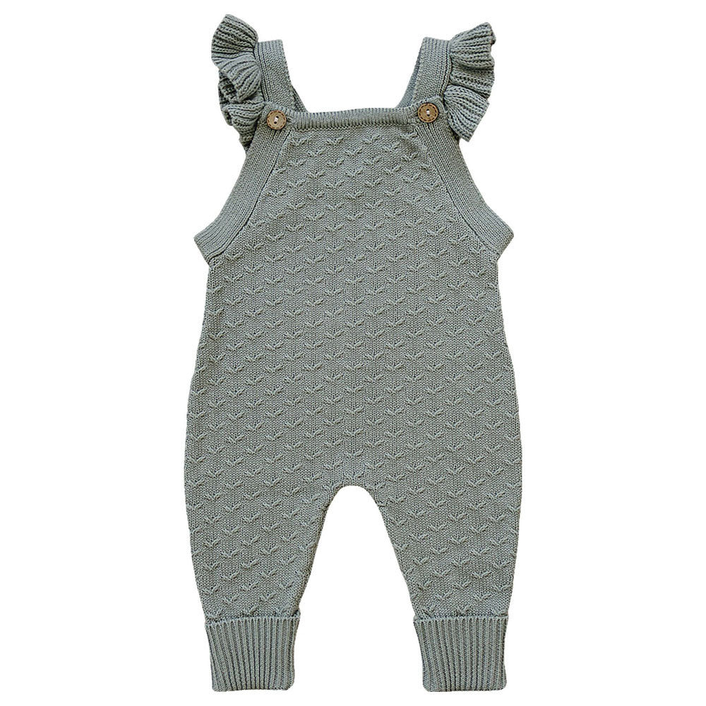 Mebie Baby Ruffle Knit Overalls - Green