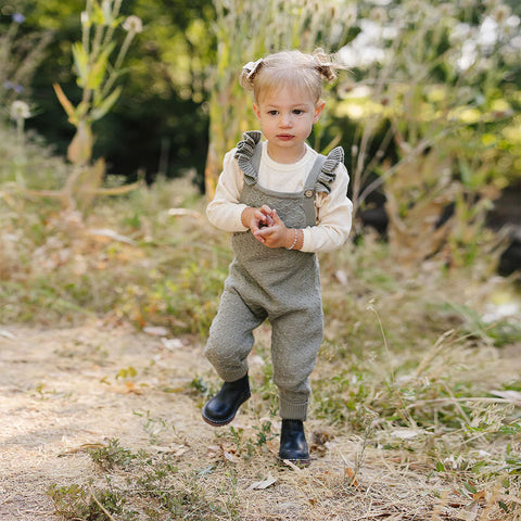 Mebie Baby Ruffle Knit Overalls - Green