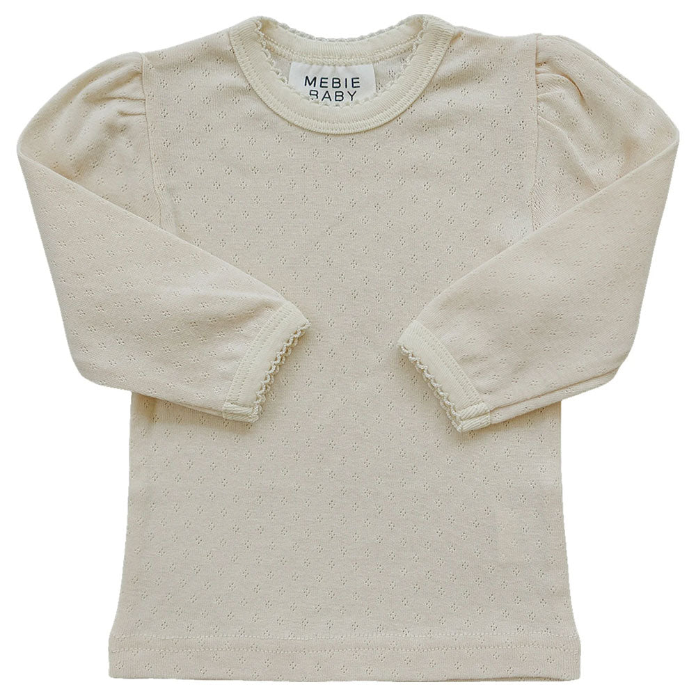 Mebie Baby Long Sleeve Pointelle Tee - Cream