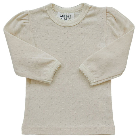 Mebie Baby Long Sleeve Pointelle Tee - Cream