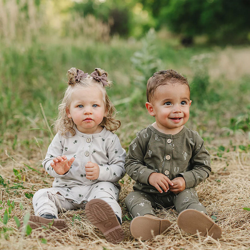 Mebie Baby Long Sleeve Button Romper - Floral