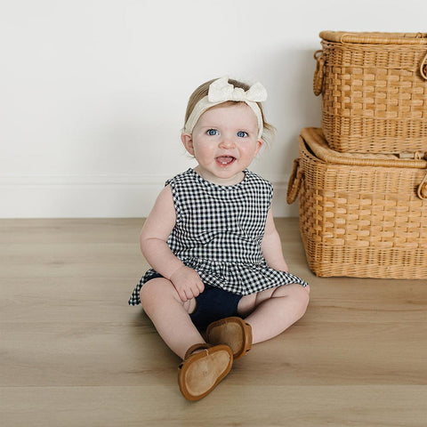 Mebie Baby Navy Gingham Peplum Set