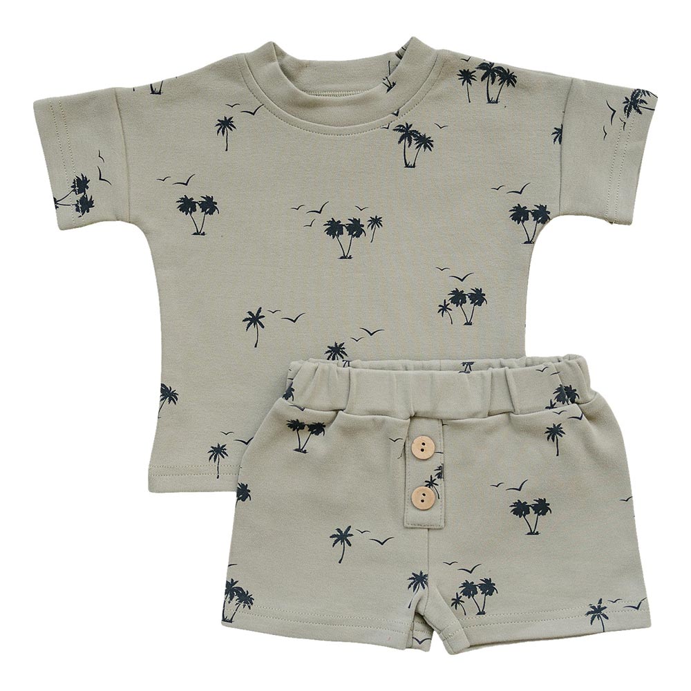 Mebie Baby Palm Tree Button Short Set