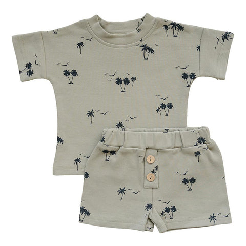Mebie Baby Palm Tree Button Short Set