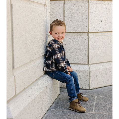 Mebie Baby Plaid Hooded Button Up Shirt