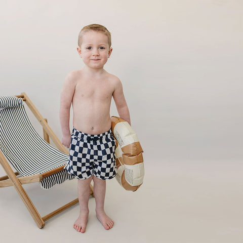 Mebie Baby Swim Shorts - Wavy Checkered (Size 3-6m)