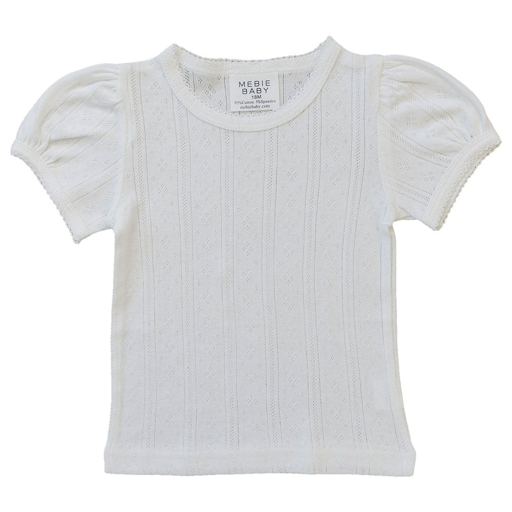 Mebie Baby Tee - White Pointelle (Size 4t)