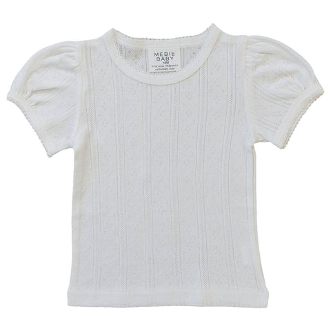 Mebie Baby Tee - White Pointelle (Size 4t)