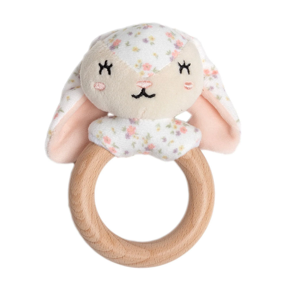 *Pearhead Wooden Teether - Floral Bunny