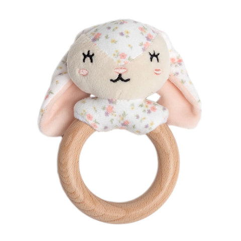 *Pearhead Wooden Teether - Floral Bunny