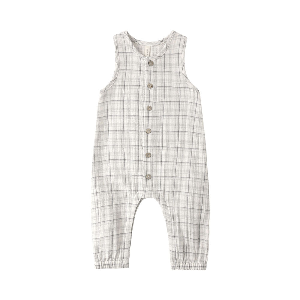 Quincy Mae Woven Jumpsuit - Blue Plaid