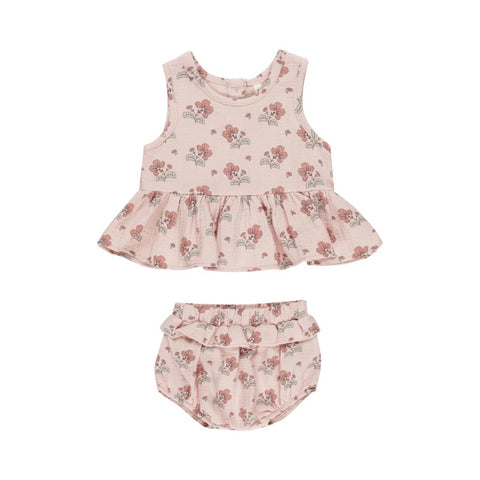 Quincy Mae Sleeveless Peplum Set - Vintage Floral