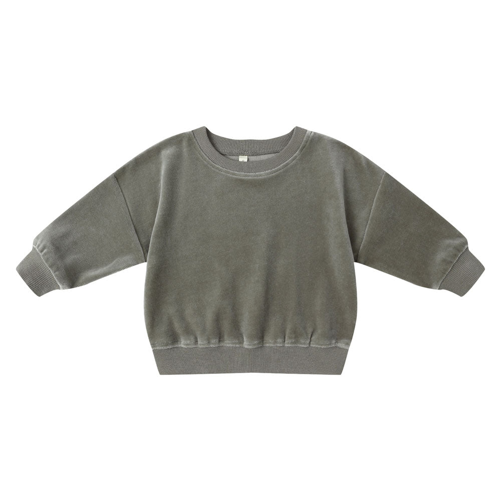Quincy Mae Velour Relaxed Sweatshirt - Forest