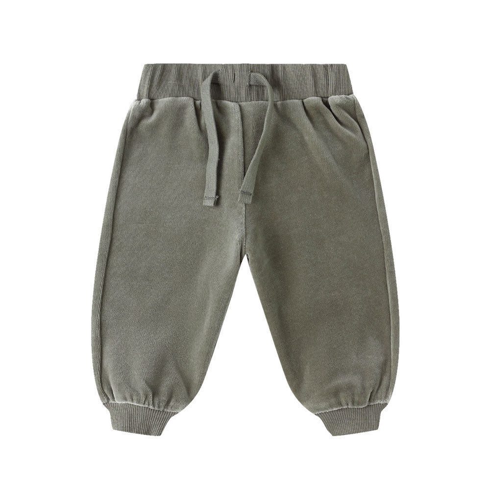 Quincy Mae Velour Relaxed Sweatpant - Forest