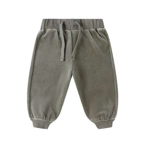 Quincy Mae Velour Relaxed Sweatpant - Forest