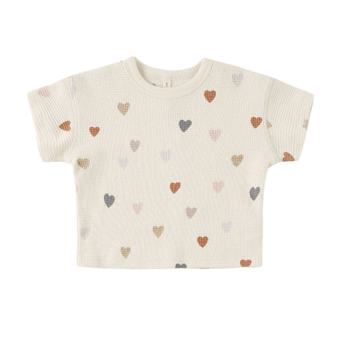 Quincy Mae Waffle Tee + Short Set - Confetti Hearts