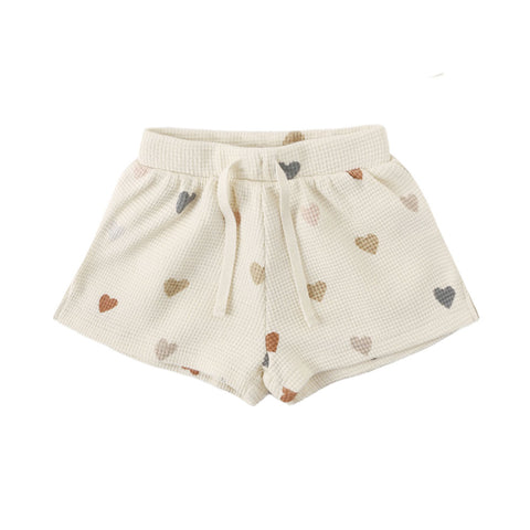 Quincy Mae Waffle Tee + Short Set - Confetti Hearts