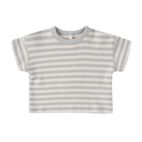 Quincy Mae Waffle Tee + Short Set - Sky Stripe