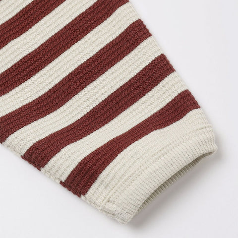 Quincy Mae Waffle Slouch Set - Black Cherry Stripe