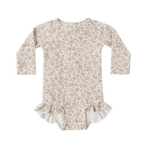 Quincy Mae Olivia Rashguard One-Piece - Dahlia (Size 0-3m)