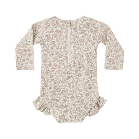 Quincy Mae Olivia Rashguard One-Piece - Dahlia (Size 0-3m)