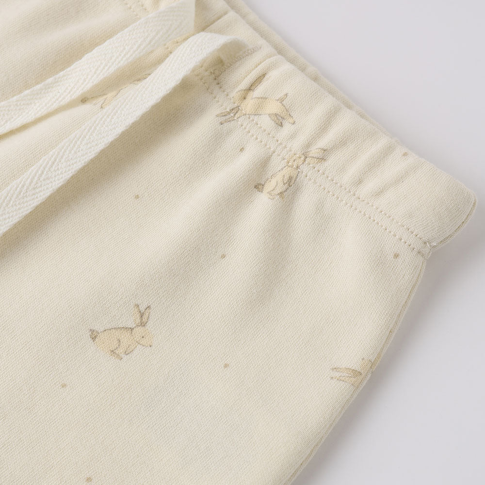 Quincy Mae Wrap Top + Footed Pant Set - Natural Bunnies
