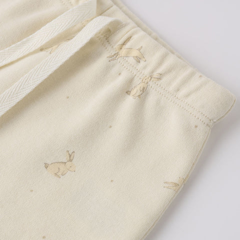 Quincy Mae Wrap Top + Footed Pant Set - Natural Bunnies