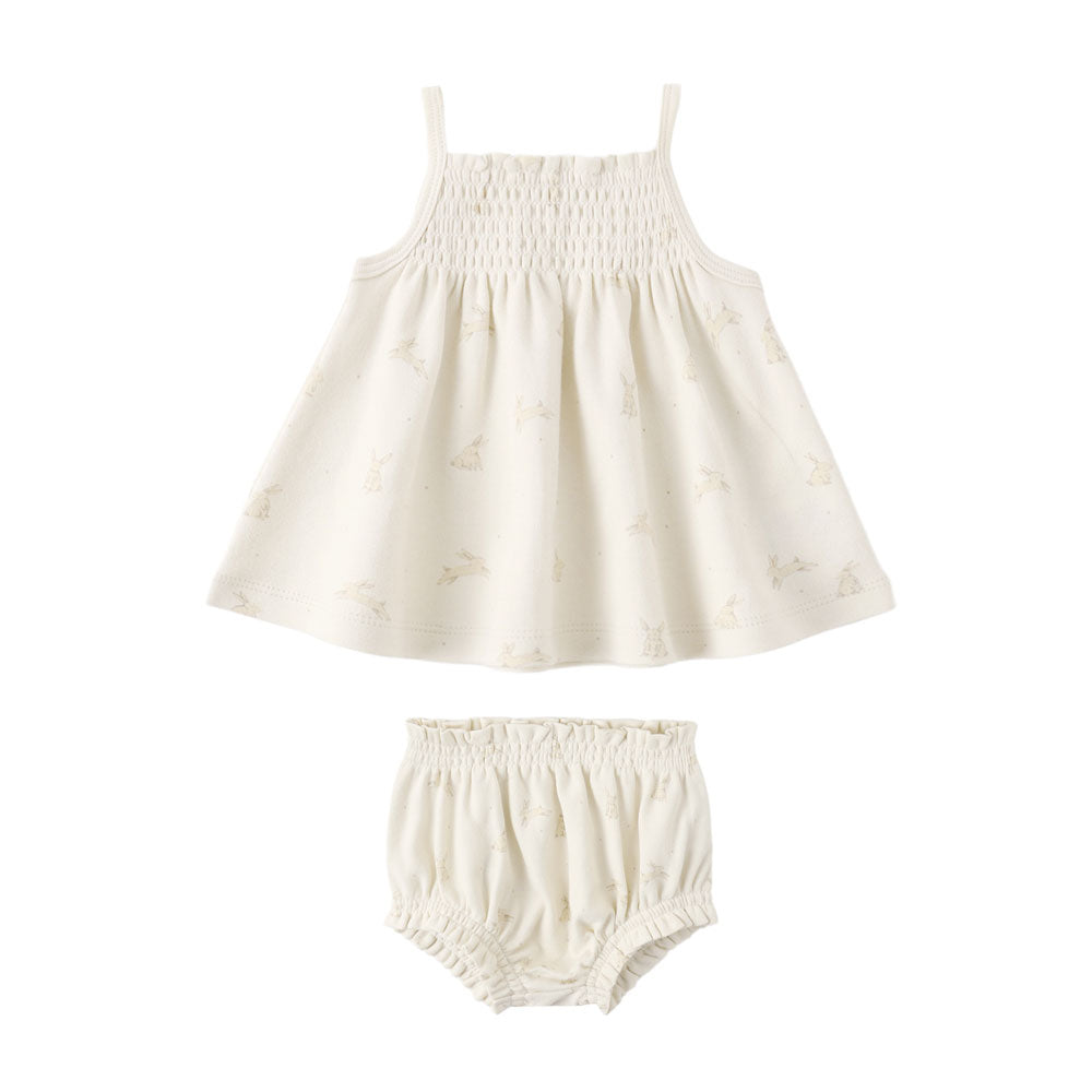 Quincy Mae Smocked Tank + Bloomer Set - Bunnies