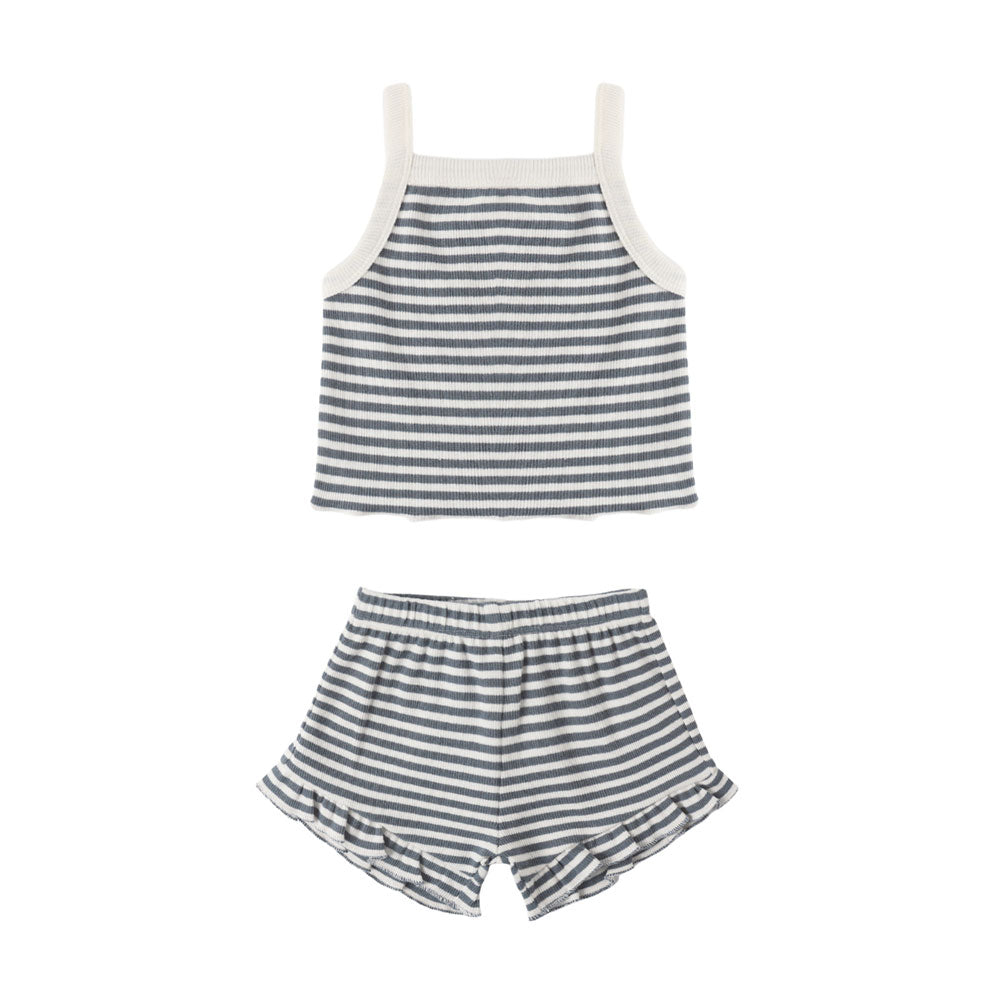 Quincy Mae Evie Tank + Shortie Set - Ocean Stripe