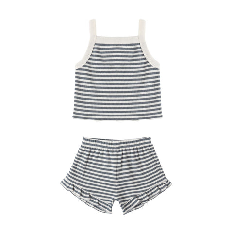 Quincy Mae Evie Tank + Shortie Set - Ocean Stripe