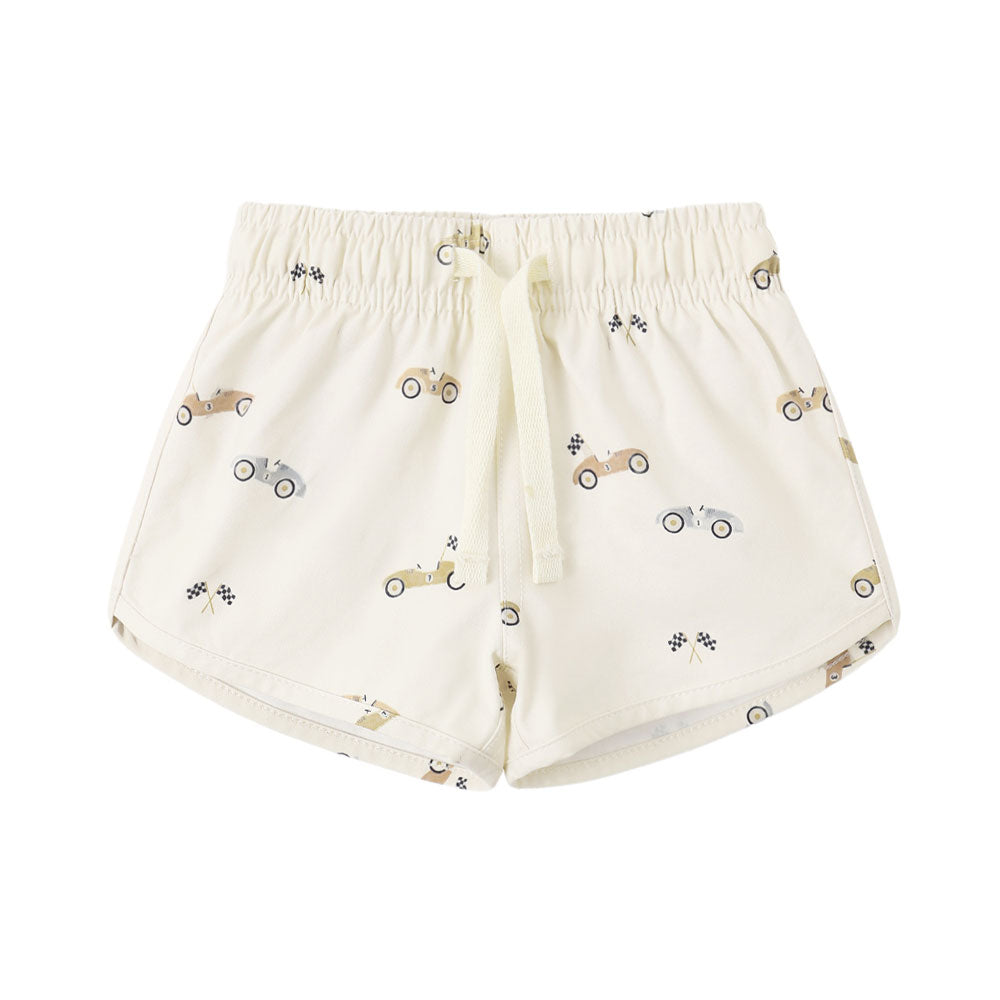 Quincy Mae Boys Swim Short - Natural Race Car