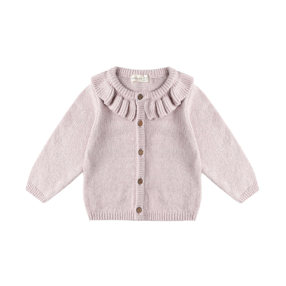 Quincy Mae Ruffle Collar Cardigan - Lilac